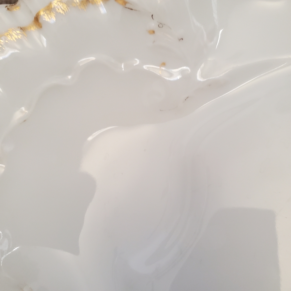 Haviland Co Limoges France White oval Scalloped Serving Platter gold Junor tray - Picture 11 of 12
